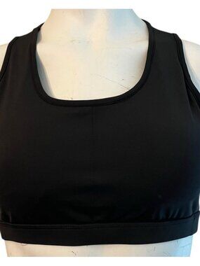 Capella Large Black Removable Pads Padded Sports Bra Stretch NWT